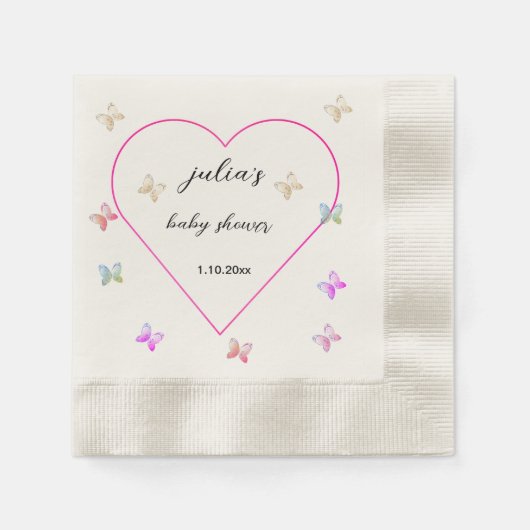 Pink Heart Butterfly Girl Dusche Serviette (Vorderseite)