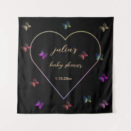 Pink Heart Butterfly Girl Dusche Wandteppich