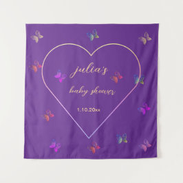 Pink Heart Butterfly Girl Dusche Wandteppich