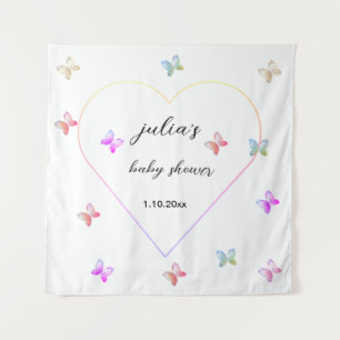 Pink Heart Butterfly Girl Dusche Wandteppich