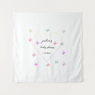Pink Heart Butterfly Girl Dusche Wandteppich
