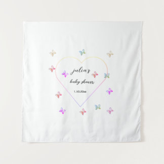 Pink Heart Butterfly Girl Dusche Wandteppich