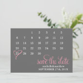 Pink Heart Calendar Hochzeit Speichern Sie das Dat Save The Date (Stehend Vorderseite)