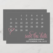 Pink Heart Calendar Hochzeit Speichern Sie das Dat Save The Date (Vorne/Hinten)
