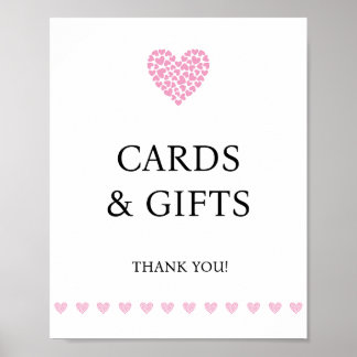Pink Heart Cards and Gifts Baby Shower  Poster