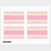 Pink Heart Checked Rectangle Aufkleber (Blatt)