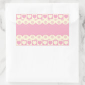 Pink Heart Checked Rectangle Aufkleber (Tasche)