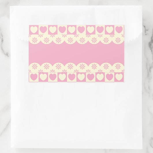 Pink Heart Checked Rectangle Aufkleber (Tasche)