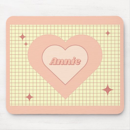 Pink Heart Checkered Pattern Valentinstag Mousepad (Vorne)