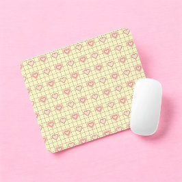 Pink Heart Checkered Pattern Valentinstag Mousepad