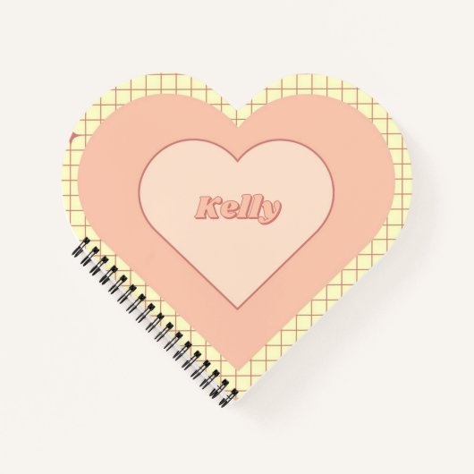 Pink Heart Checkered Pattern Valentinstag Notizblock (Vorderseite)