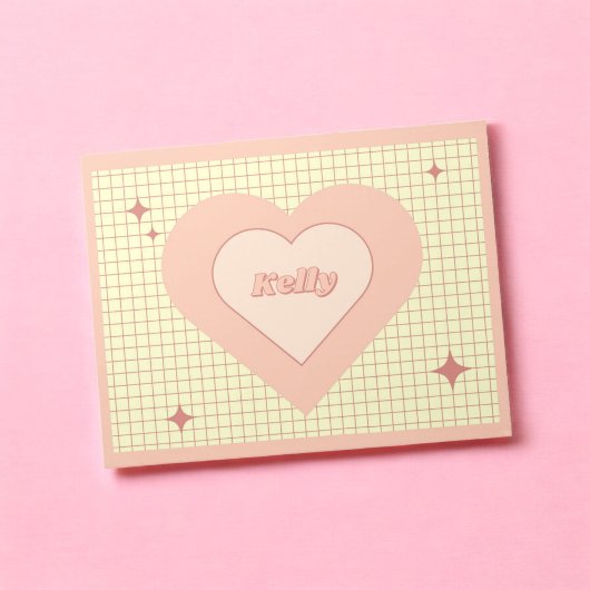 Pink Heart Checkered Pattern Valentinstag Notizblock