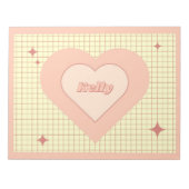 Pink Heart Checkered Pattern Valentinstag Notizblock (Vorderseite)