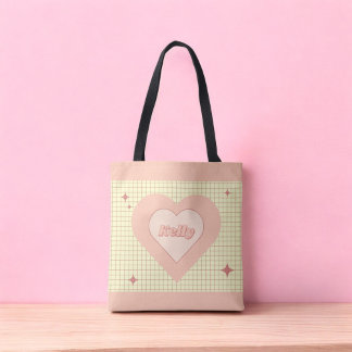 Pink Heart Checkered Pattern Valentinstag Tasche