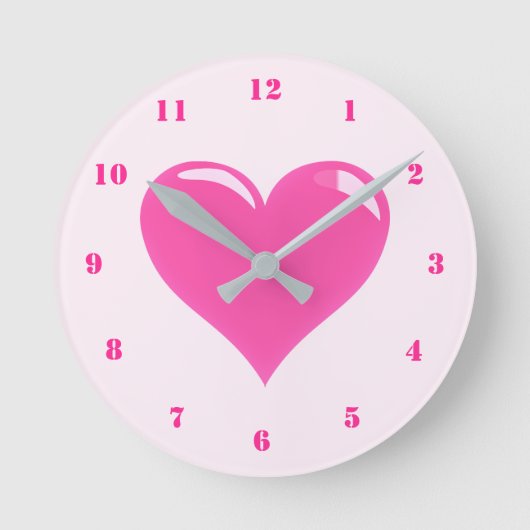 Pink Heart Clock Runde Wanduhr (Vorderseite)
