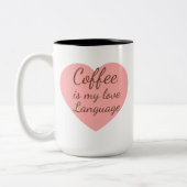 Pink Heart Coffee Love Language Mug Zweifarbige Tasse (Links)
