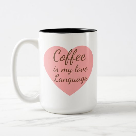 Pink Heart Coffee Love Language Mug Zweifarbige Tasse (Links)