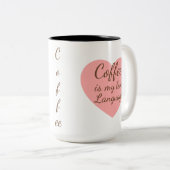 Pink Heart Coffee Love Language Tasse (VorderseiteRechts)