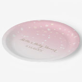 Pink Heart Confetti Babydusche Pappteller (Schrägansicht)