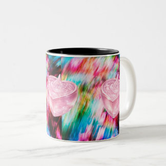 Pink Heart Crystal Abstract Art Mug Zweifarbige Tasse