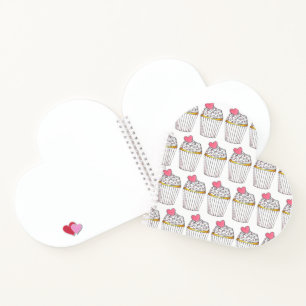 Pink Heart Cupcake Brautparty Hochzeitstorte Liebe Notizblock