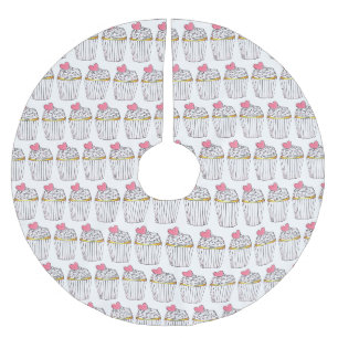 Pink Heart Cupcake Bridal Baby Dusche Feier Polyester Weihnachtsbaumdecke