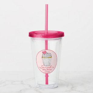Pink Heart Cupcake Bridal Baby Dusche Gefallen Acryltrinkbecher