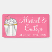 Pink Heart Cupcake Bridal Babydusche Hochzeit Banner (Horizontal)