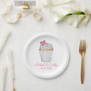 Pink Heart Cupcake Bridal Babydusche Hochzeit Pappteller