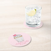 Pink Heart Cupcake Bridal Babydusche Hochzeit Runder Pappuntersetzer (Vor Ort)