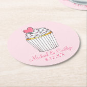 Pink Heart Cupcake Bridal Babydusche Hochzeit Runder Pappuntersetzer (Angewinkelt)