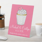 Pink Heart Cupcake Bridal Babydusche Hochzeit Sockelschild (In SItu)