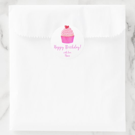 Pink Heart Cupcake Geschenk Aufkleber (Tasche)