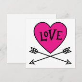 Pink Heart Cupid's Bows LOVE Flat Card (Vorne/Hinten)