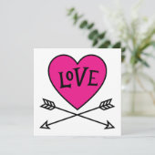 Pink Heart Cupid's Bows LOVE Flat Card (Stehend Vorderseite)