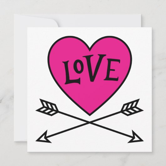 Pink Heart Cupid's Bows LOVE Flat Card (Vorderseite)