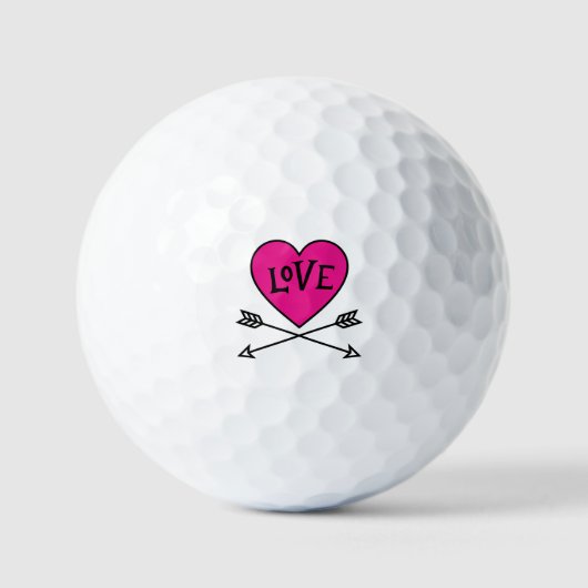 Pink Heart Cupid's Bows LOVE Golfball (Vorderseite)