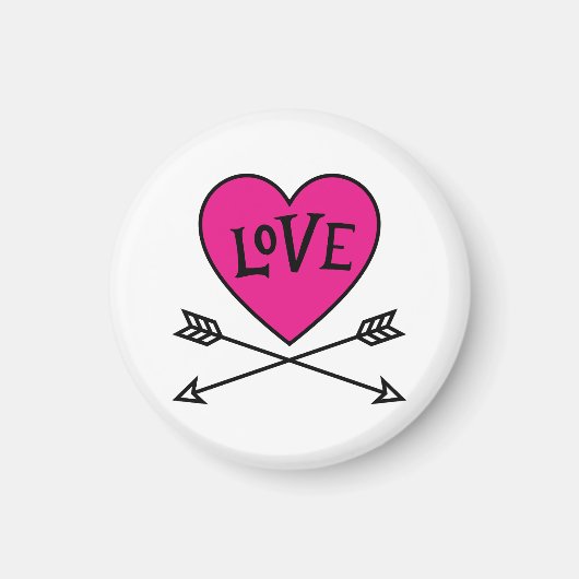 Pink Heart Cupid's Bows LOVE Magnet (Vorne)