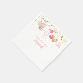 Pink Heart Custom Heart Birthday Cocktail Serviette (Ecke)