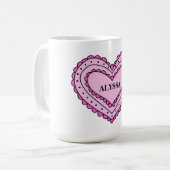 Pink Heart Design Tasse für Mädchen, Individuelle  (Vorderseite Links)