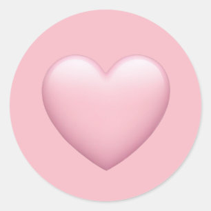 Pink Heart Emoji - Soft and Love Symbol Art Runder Aufkleber