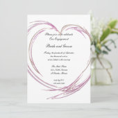 Pink Heart Engagement Party Einladung (Stehend Vorderseite)