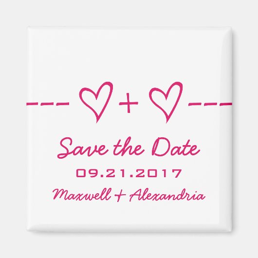Pink Heart Equation Speichern Sie das Datumsfenste Magnet (Vorne)