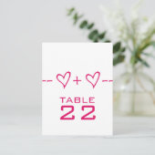 Pink Heart Equation Tischnummer Postkarte (Stehend Vorderseite)