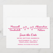 Pink Heart Equity Save the Date einladen Einladung (Vorne/Hinten)