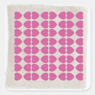 PINK HEART FABRIC PATTERN QUADRATISCHER AUFKLEBER