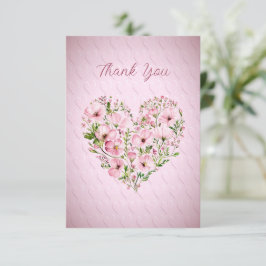 Pink Heart Floral Danke Karte