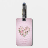 Pink Heart Floral Gepäckstück Tag Gepäckanhänger (Rückseite vertikal)