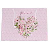 Pink Heart Floral Geschenktasche Große Geschenktüte (Vorderseite)