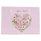 Pink Heart Floral Geschenktasche Große Geschenktüte (Rückseite)